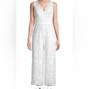 Trina Turk Floral Lace Formal Ivory Jumpsuit